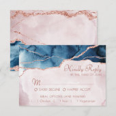 Mystic Elegance | Aquamarin Blue Pink Agate Entree RSVP Karte (Vorne/Hinten)
