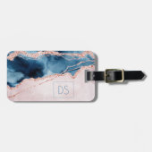 Mystic Elegance | Aquamarin Pink Peach Agate Monog Gepäckanhänger (Vorderseite horizontal)