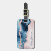 Mystic Elegance | Aquamarin Pink Peach Agate Monog Gepäckanhänger (Vorderseite vertikal)