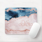 Mystic Elegance | Aquamarin Pink Peach Agate Monog Mousepad (Mit Mouse)
