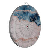 Mystic Elegance | Aquamarines Blau und Rose Gold A Dartscheibe (Vorderseite Links)