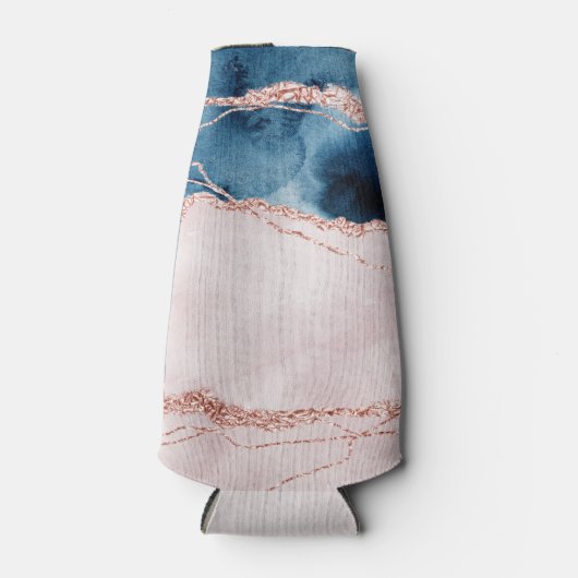 Mystic Elegance | Aquamarines Blau und Rose Gold A Flaschenkühler (Vorderseite)