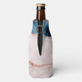 Mystic Elegance | Aquamarines Blau und Rose Gold A Flaschenkühler (Flasche Rückseite)