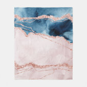 Mystic Elegance | Aquamarines Blau und Rose Gold A Fleecedecke (Vorderseite)
