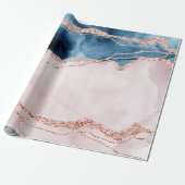 Mystic Elegance | Aquamarines Blau und Rose Gold A Geschenkpapier (Ungerollt)