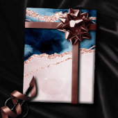 Mystic Elegance | Aquamarines Blau und Rose Gold A Geschenkpapier