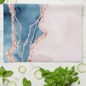 Mystic Elegance | Aquamarines Blau und Rose Gold A Geschirrtuch (Gefaltet)