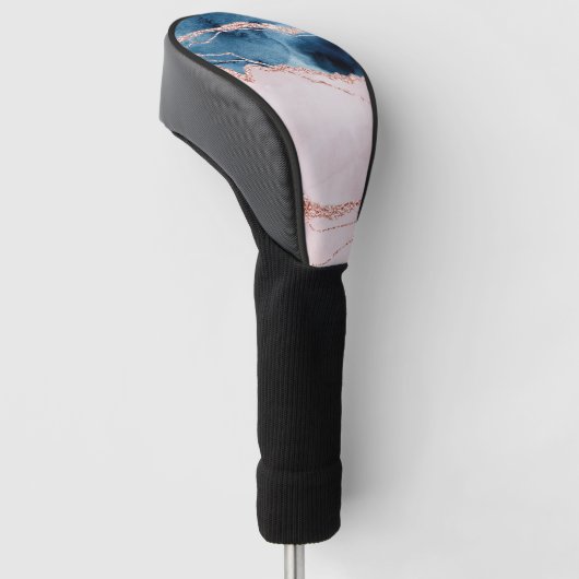 Mystic Elegance | Aquamarines Blau und Rose Gold A Golf Headcover (angewinkelt)