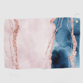 Mystic Elegance | Aquamarines Blau und Rose Gold A Golfhandtuch (Horizontal)
