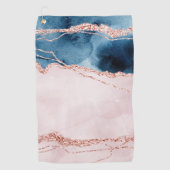 Mystic Elegance | Aquamarines Blau und Rose Gold A Golfhandtuch (Vorderseite)