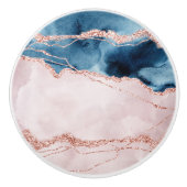 Mystic Elegance | Aquamarines Blau und Rose Gold A Keramikknauf (Vorderseite)