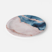 Mystic Elegance | Aquamarines Blau und Rose Gold A Pappteller (Schrägansicht)