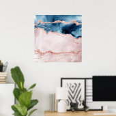 Mystic Elegance | Aquamarines Blau und Rose Gold A Poster (Heimbüro)