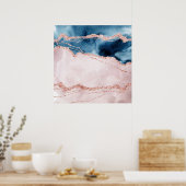 Mystic Elegance | Aquamarines Blau und Rose Gold A Poster (Küche)