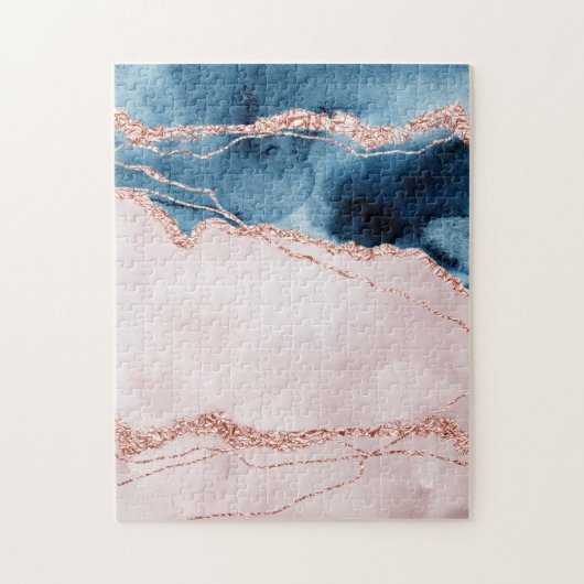 Mystic Elegance | Aquamarines Blau und Rose Gold A Puzzle (Vertikal)
