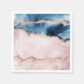 Mystic Elegance | Aquamarines Blau und Rose Gold A Serviette (Vorderseite)