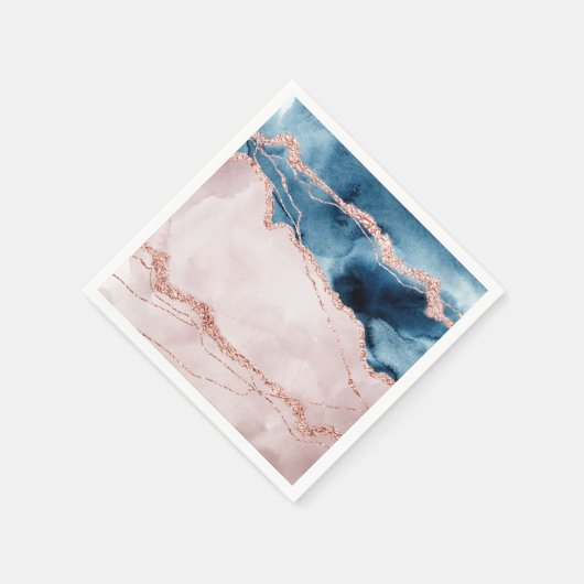 Mystic Elegance | Aquamarines Blau und Rose Gold A Serviette (Ecke)