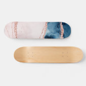 Mystic Elegance | Aquamarines Blau und Rose Gold A Skateboard (Horizontal)