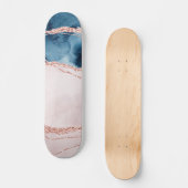 Mystic Elegance | Aquamarines Blau und Rose Gold A Skateboard (Vorderseite)