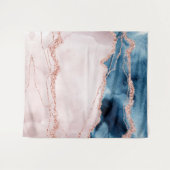 Mystic Elegance | Aquamarines Blau und Rose Gold A Wandteppich (Vorderseite (Horizontal))