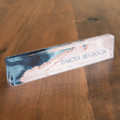 Mystic Elegance | Aquamarines Blue and Rose Gold B Namensplakette (Seite)