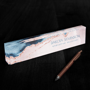 Mystic Elegance   Aquamarines Rosa Pfirsichpfirsic Namensplakette