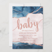 Mystic Elegance | Blue Pink Agate Baby Dusche Einladung (Vorderseite)