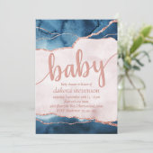 Mystic Elegance | Blue Pink Agate Baby Dusche Einladung (Stehend Vorderseite)