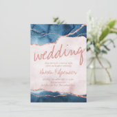 Mystic Elegance | Blue Pink Agate Wedding Einladung (Stehend Vorderseite)