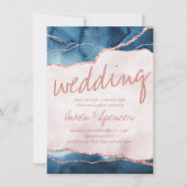 Mystic Elegance | Blue Pink Agate Wedding Einladung (Vorderseite)