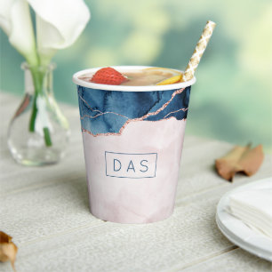 Mystic Elegance Monogramm des Aquamarinen Rosa-G Pappbecher
