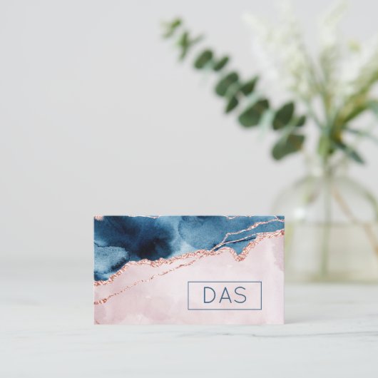 Mystic Elegance | Monogramm des Aquamarinen Rosa-G Visitenkarte (Stehend Vorderseite)