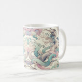 Mystic Elegance: Pastel Kirin Whispers Kaffeetasse (VorderseiteRechts)