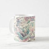 Mystic Elegance: Pastel Kirin Whispers Kaffeetasse (Vorderseite Links)