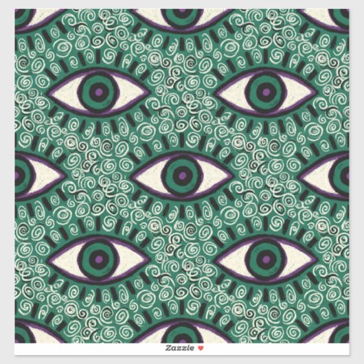"Mystic Emerald Eyes" - Psychedelic Swirl Seamless Aufkleber (Blatt)