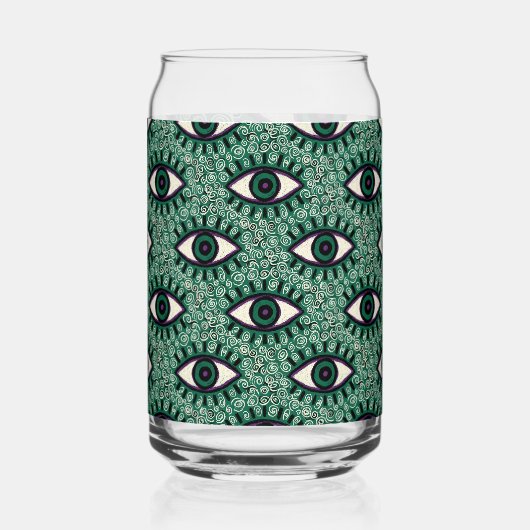 "Mystic Emerald Eyes" - Psychedelic Swirl Seamless Dosenglas (Vorderseite)