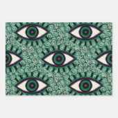 "Mystic Emerald Eyes" - Psychedelic Swirl Seamless Geschenkpapier Set (Vorderseite 3)