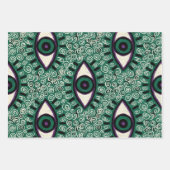 "Mystic Emerald Eyes" - Psychedelic Swirl Seamless Geschenkpapier Set (Vorderseite 2)