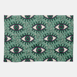 "Mystic Emerald Eyes" - Psychedelic Swirl Seamless Geschirrtuch
