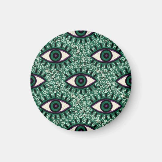 "Mystic Emerald Eyes" - Psychedelic Swirl Seamless Magnet (Vorne)