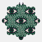 "Mystic Emerald Eyes" - Psychedelic Swirl Seamless Ornament Karte (Rückseite)