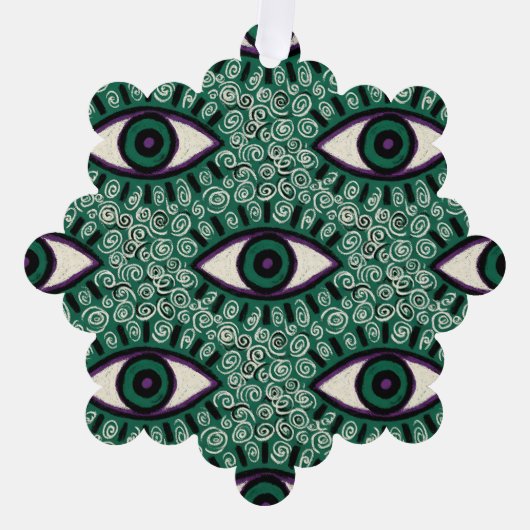 "Mystic Emerald Eyes" - Psychedelic Swirl Seamless Ornament Karte (Vorderseite)