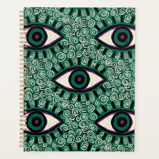 "Mystic Emerald Eyes" - Psychedelic Swirl Seamless Planer (Vorderseite)