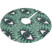 "Mystic Emerald Eyes" - Psychedelic Swirl Seamless Polyester Weihnachtsbaumdecke (Schrägansicht)