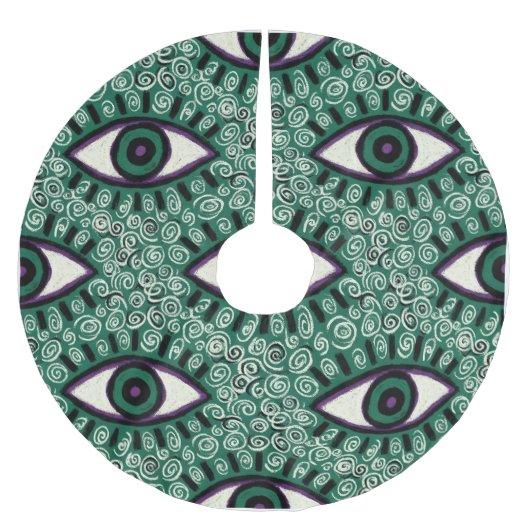 "Mystic Emerald Eyes" - Psychedelic Swirl Seamless Polyester Weihnachtsbaumdecke (Vorderseite)