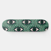 "Mystic Emerald Eyes" - Psychedelic Swirl Seamless Skateboard (Horizontal)