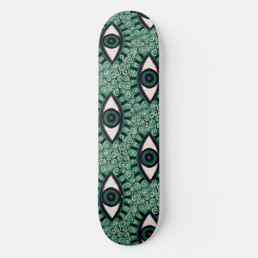 "Mystic Emerald Eyes" - Psychedelic Swirl Seamless Skateboard (Vorderseite)