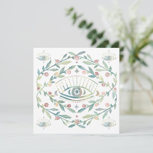 Mystic Eye Rose Reben Magische Boho Blank Card (Stehend Vorderseite)