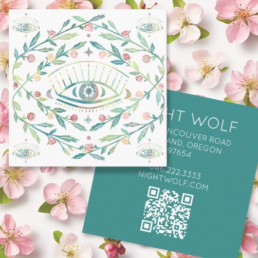 Mystic Eye Rose Reben Magischer Boho QR Code Quadratische Visitenkarte