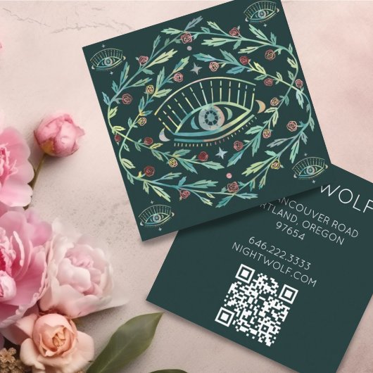 Mystic Eye Rose Reben Magischer Boho QR Code Quadratische Visitenkarte